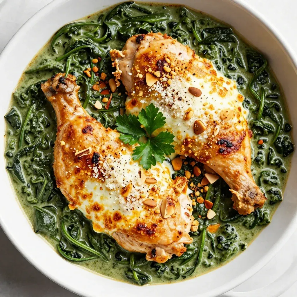 high protein garlic and spinach chicken casserole for healthy weeknights