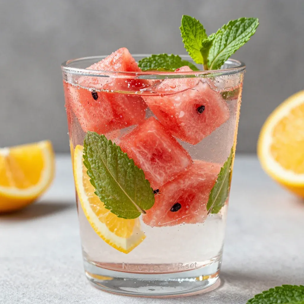 New Year Reset Watermelon and Mint Water for Hydration