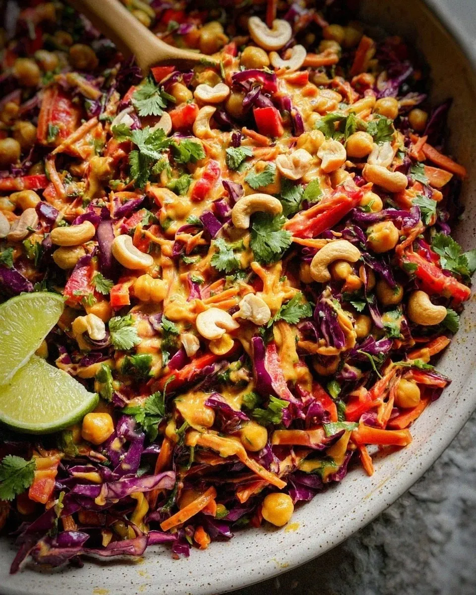Chopped Thai-Inspired Chickpea Salad with Curry Peanut Dressing