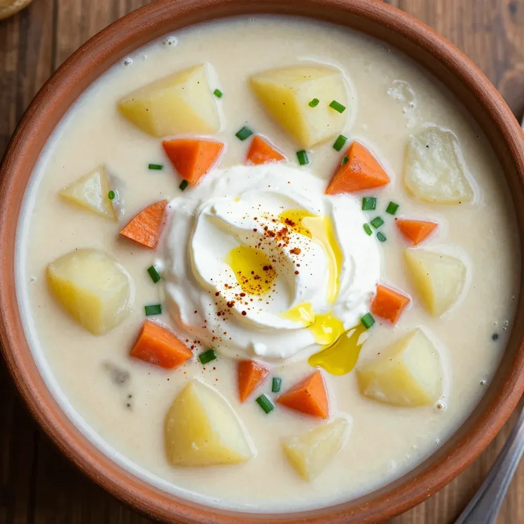 Budget-Friendly Potato Soup with Greek Yogurt Topping