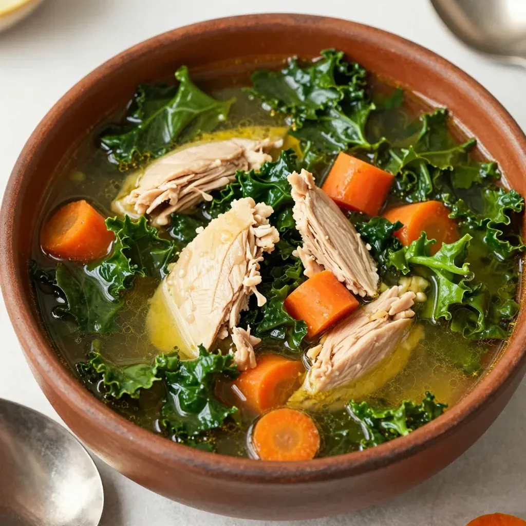 slow cooker chicken and kale soup with carrots for budget friendly meals