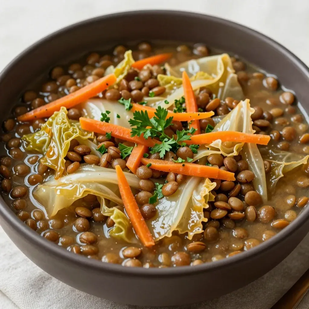 hearty one pot lentil and cabbage stew for cozy healthy family meals