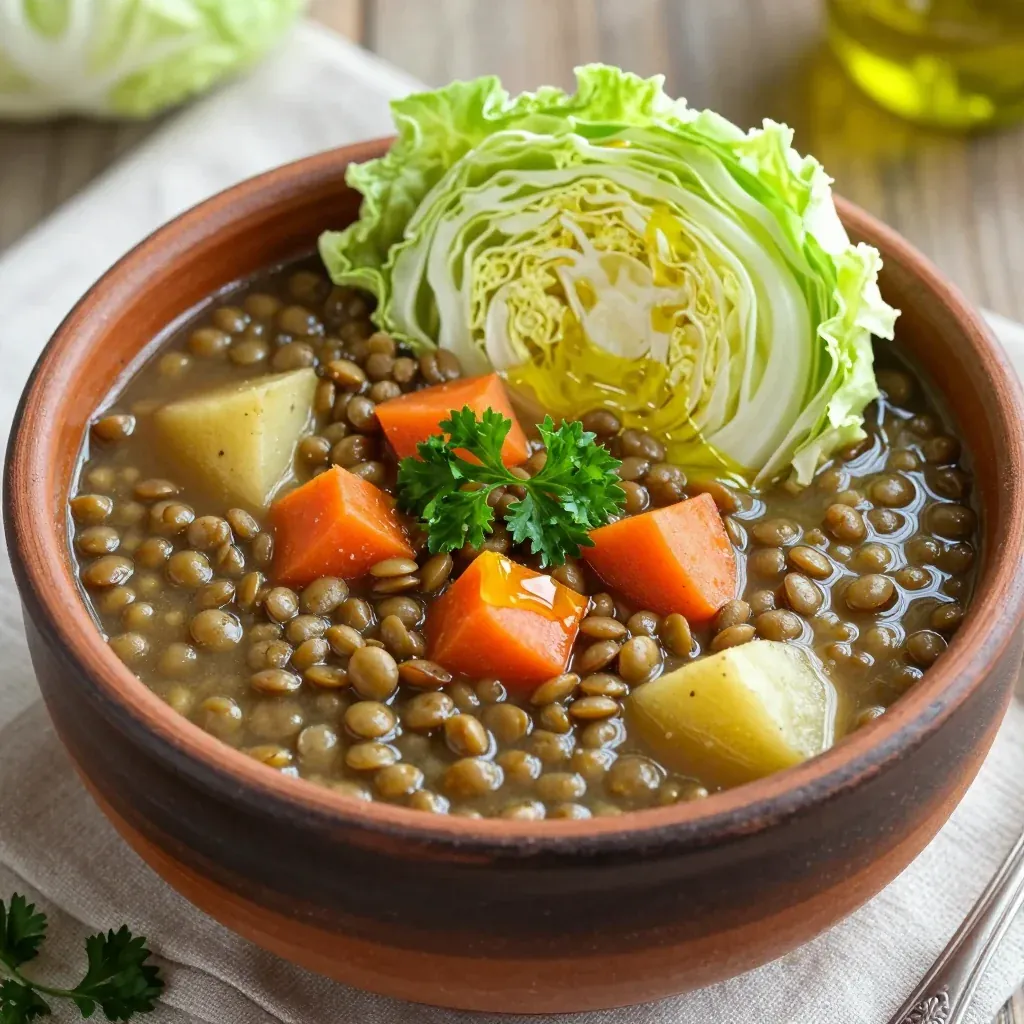 slow cooker vegetable and lentil soup with fresh cabbage for healthy meals