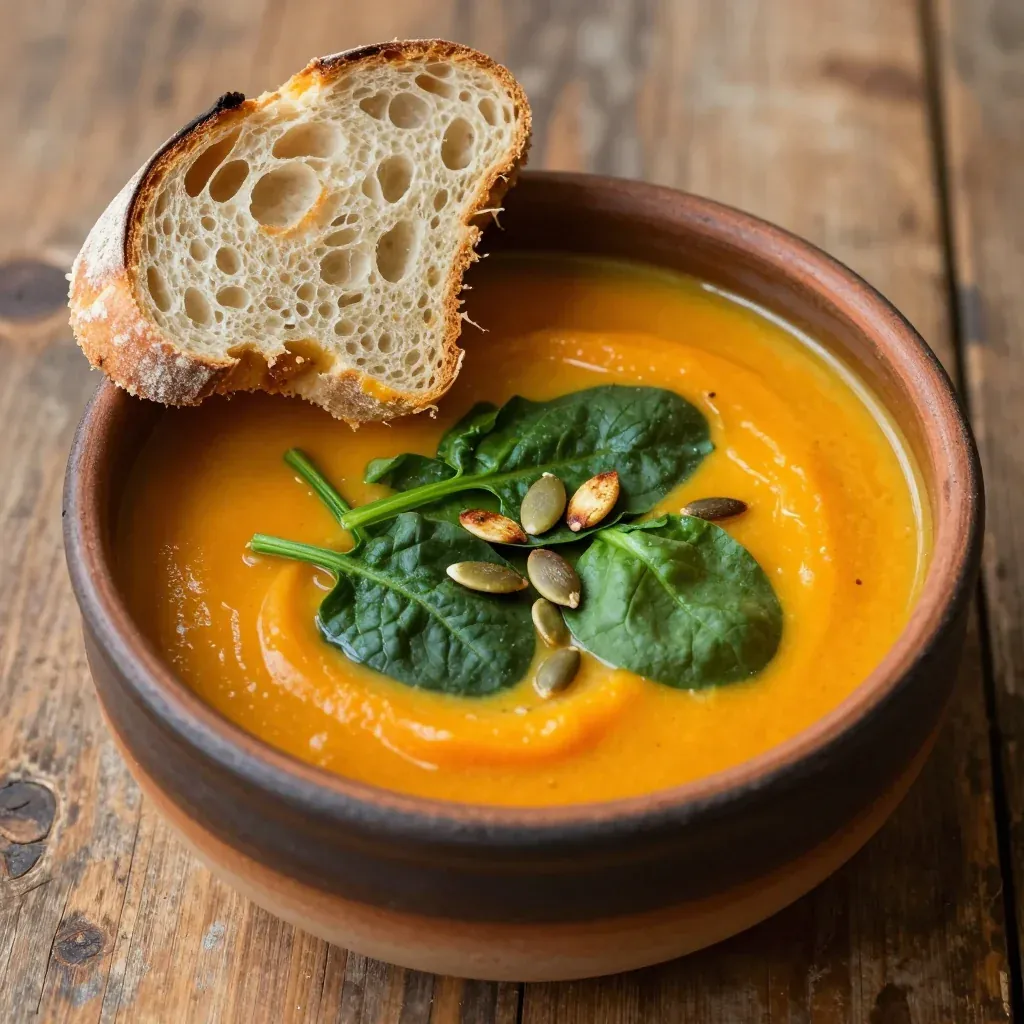 onepot sweet potato and spinach soup for cold winter family dinners