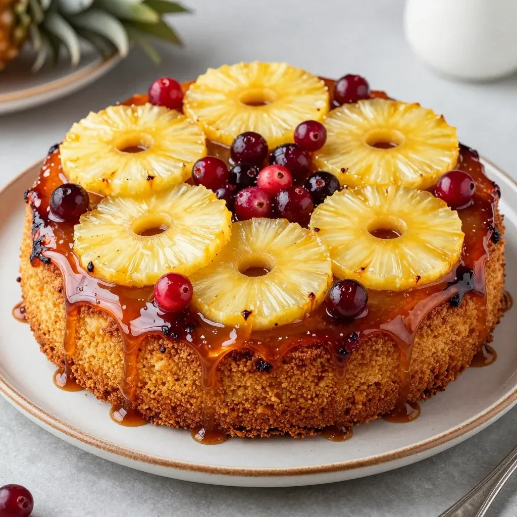 pineapple cranberry upsidedown cake for festive celebrations