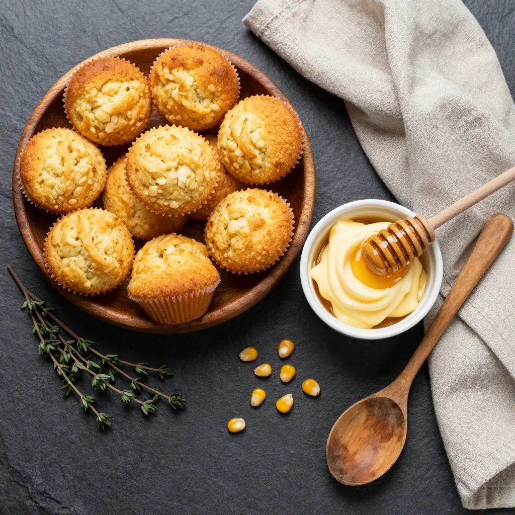Ingredients for mini cornbread muffins