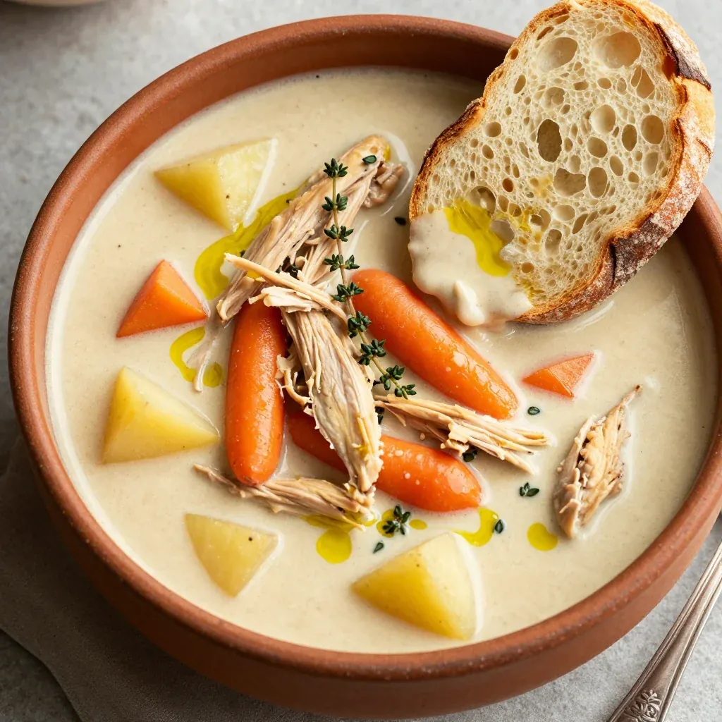 creamy slow cooker chicken and root vegetable soup for busy nights