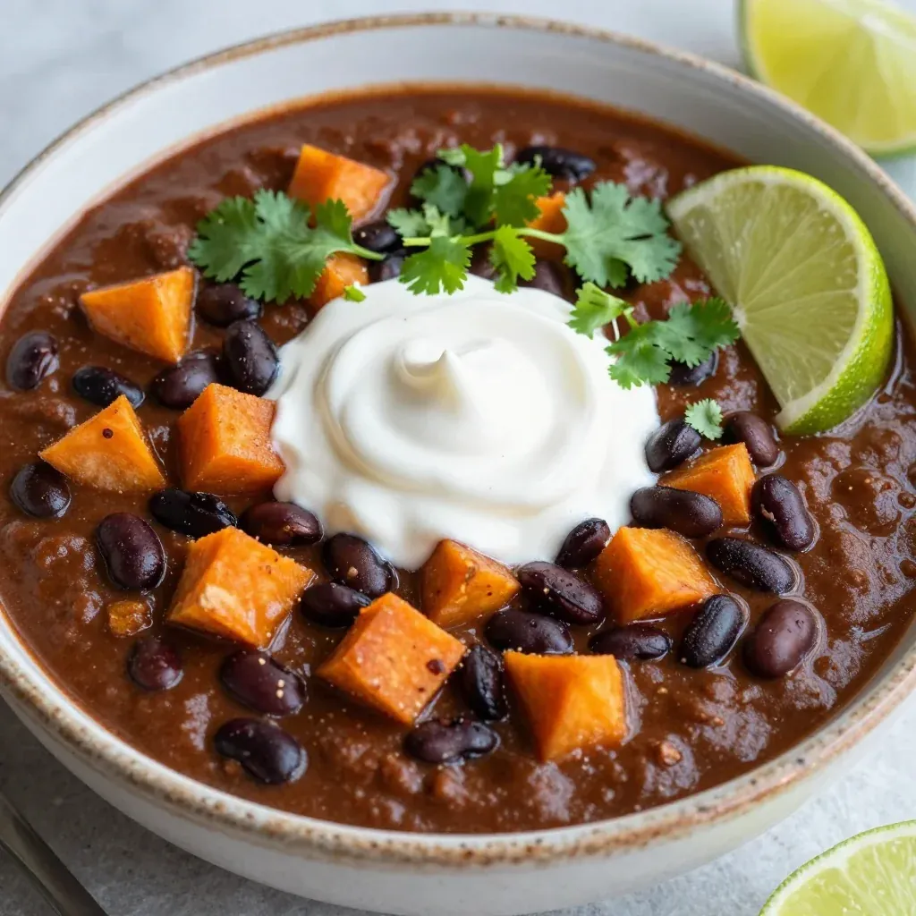 Cozy Vegan Black Bean Chili with Sweet Potatoes