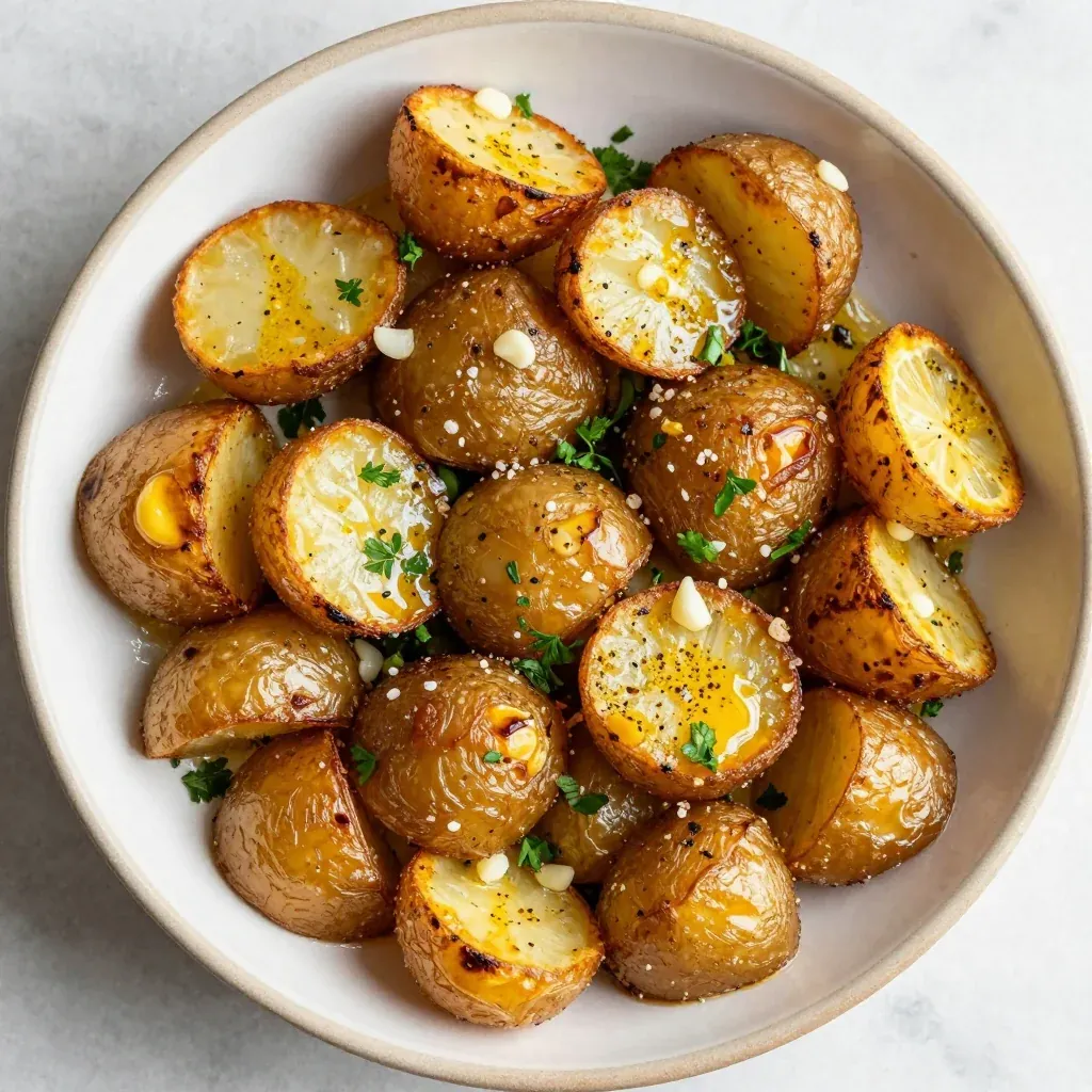 warm lemon and garlic roasted potatoes for january family suppers