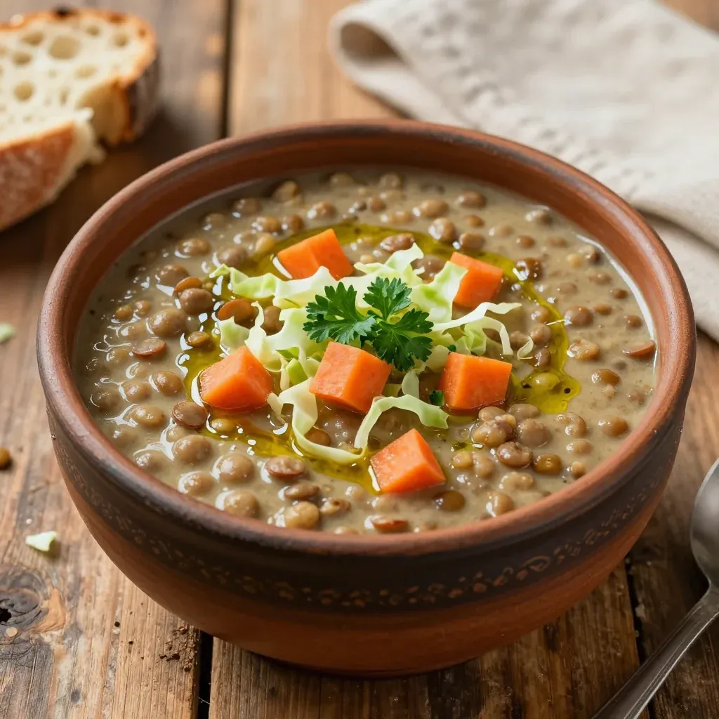 comforting onepot lentil soup with carrots and cabbage for winter