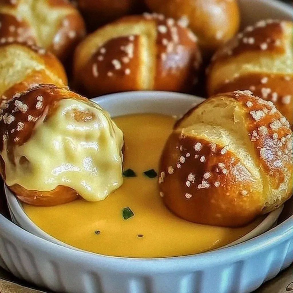 Delicious Soft Pretzel Bites with Cheese Dip