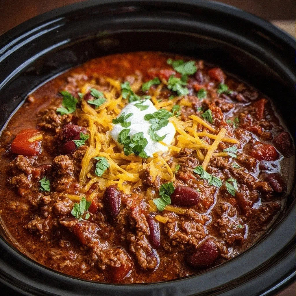 Slow Cooker Ground Beef Chili