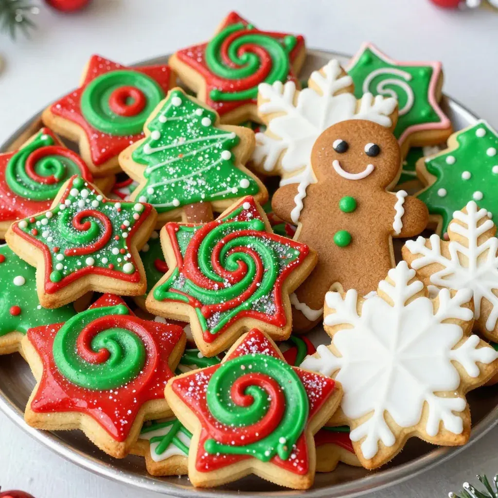 classic christmas cookies with frosted holiday decorations to bake