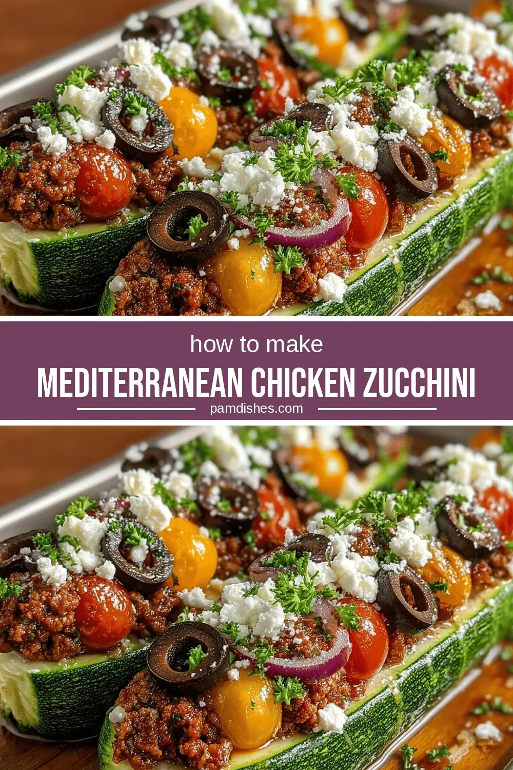 Mediterranean Chicken Zucchini Boats Recipe