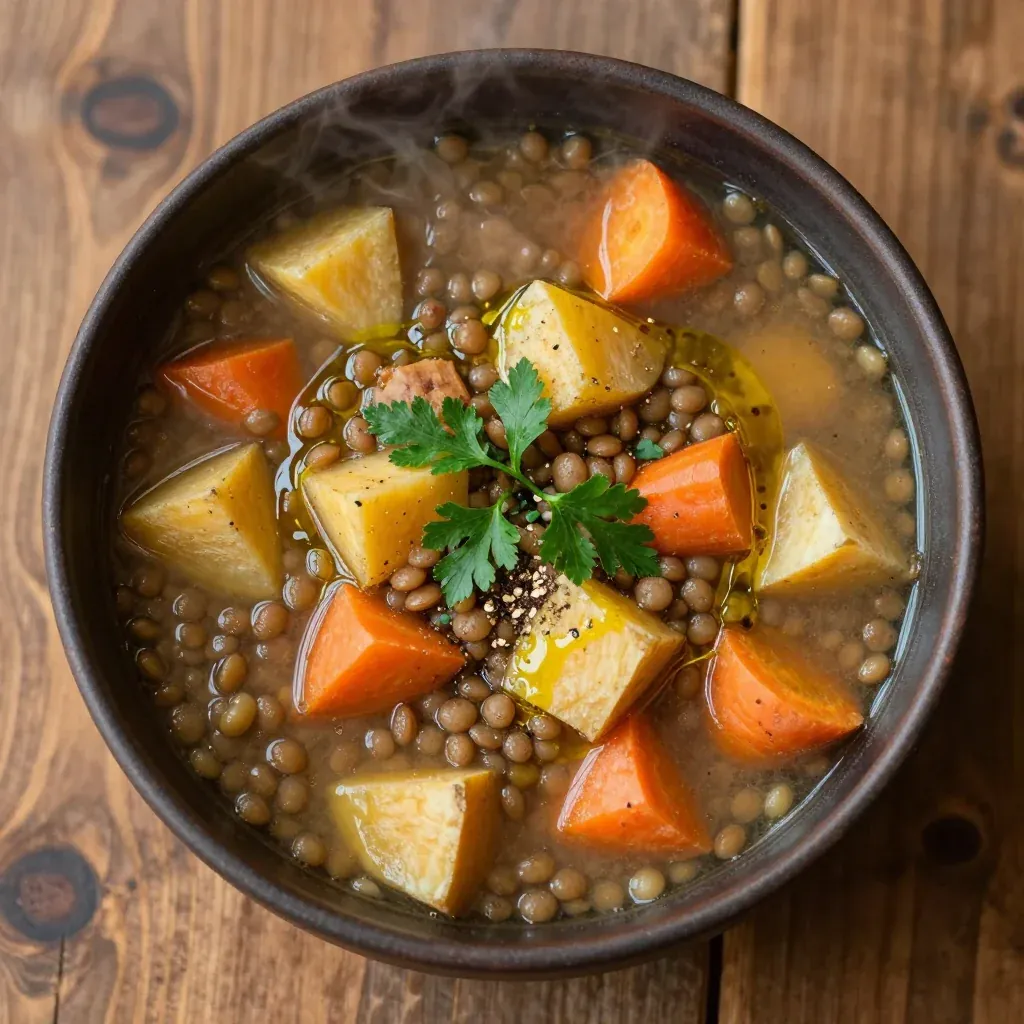 cozy onepot lentil and root vegetable soup for chilly evenings