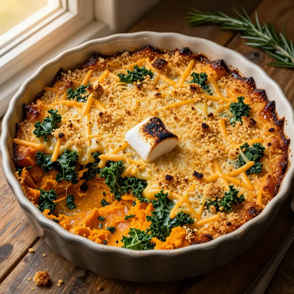 batch cooking sweet potato and kale casserole for january family nights