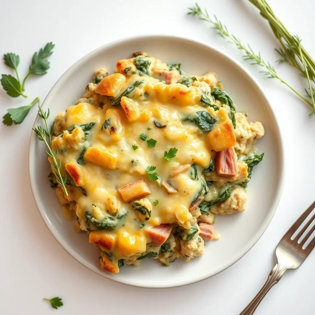 Cheesy Ham & Spinach Casserole Recipe