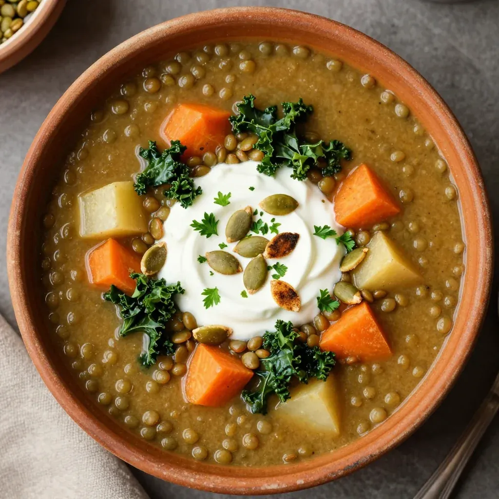 hearty lentil and winter vegetable soup for healthy comfort food