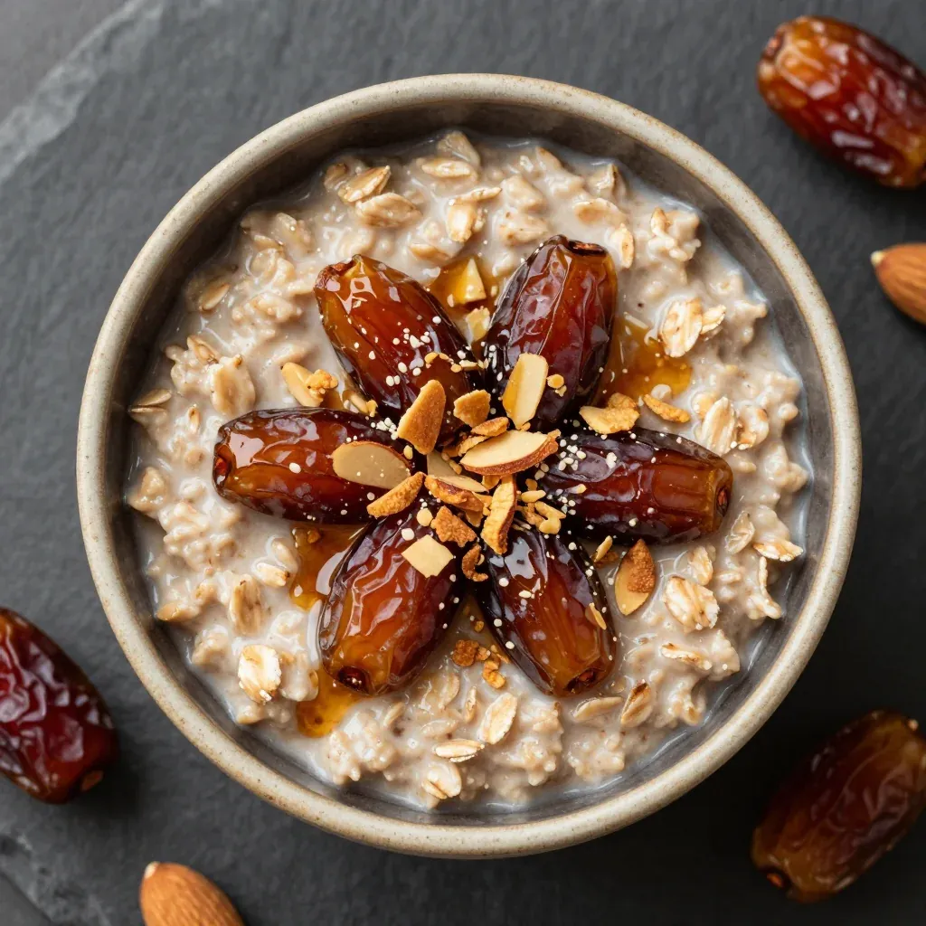 Warm Oatmeal with Dates and Almonds for Winter Comfort