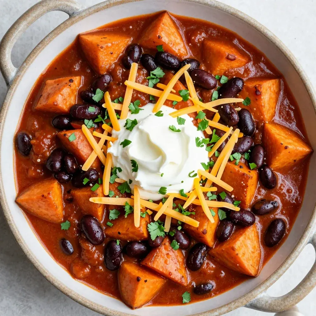 batch cooking friendly sweet potato and black bean chili for families