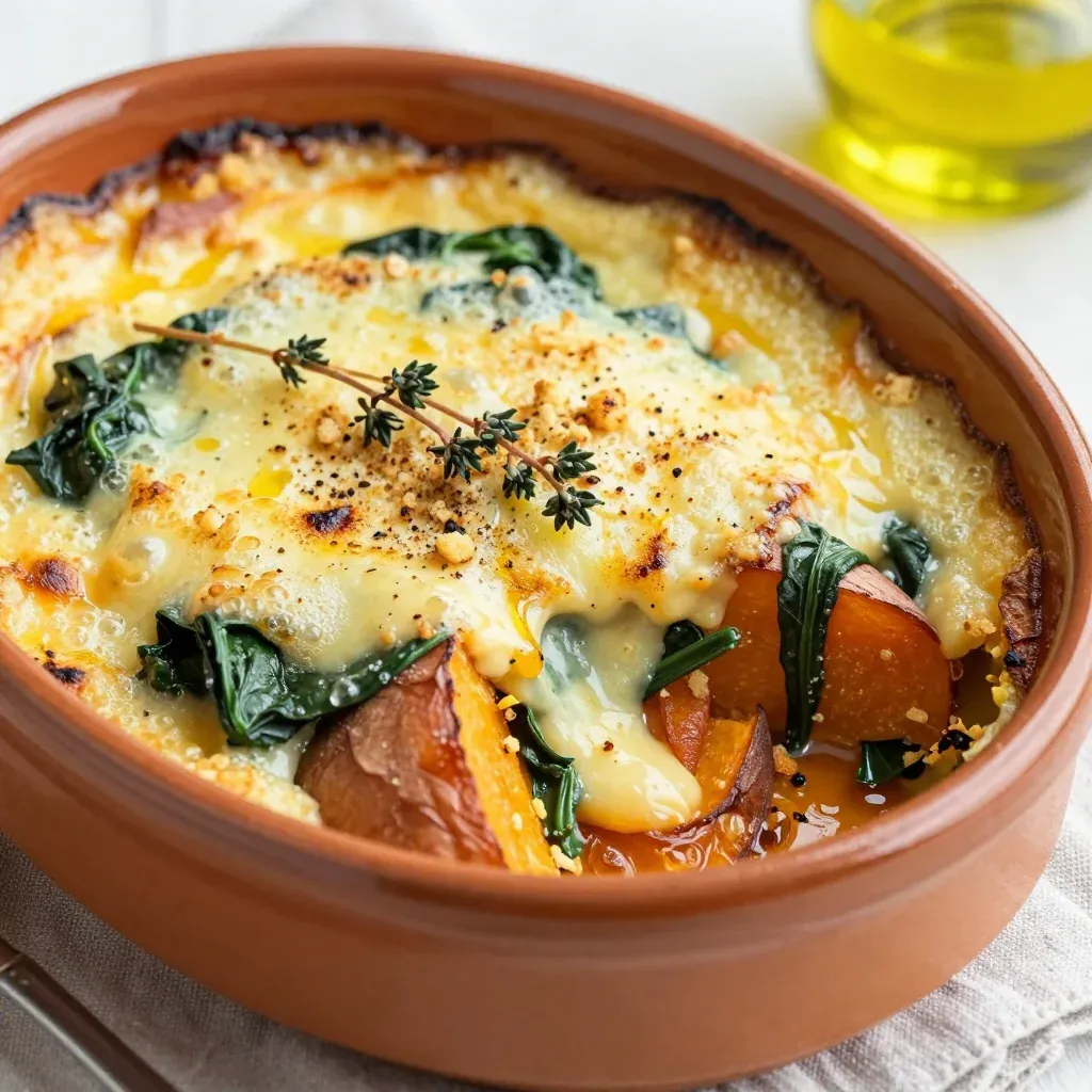 warm spinach and sweet potato gratin for winter comfort