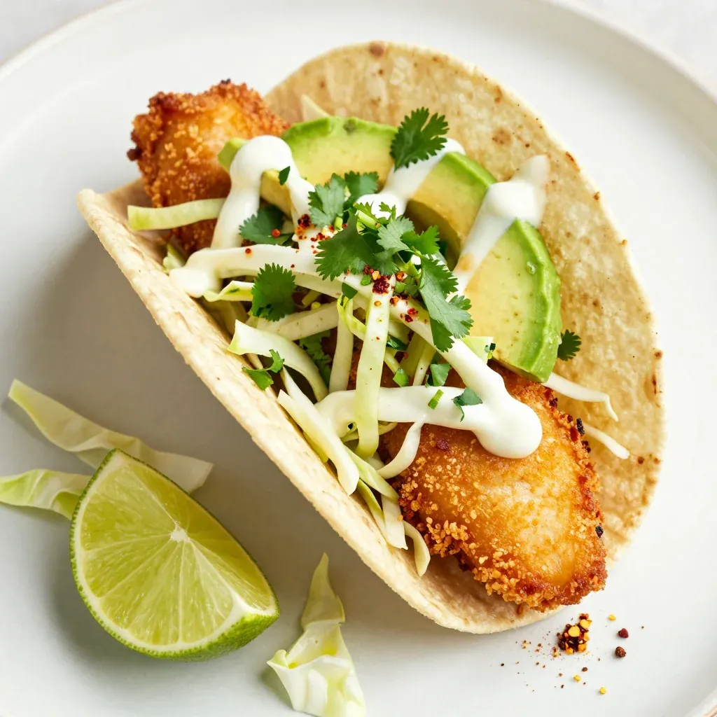 Crispy Baked Fish Tacos with Cilantro Lime Slaw