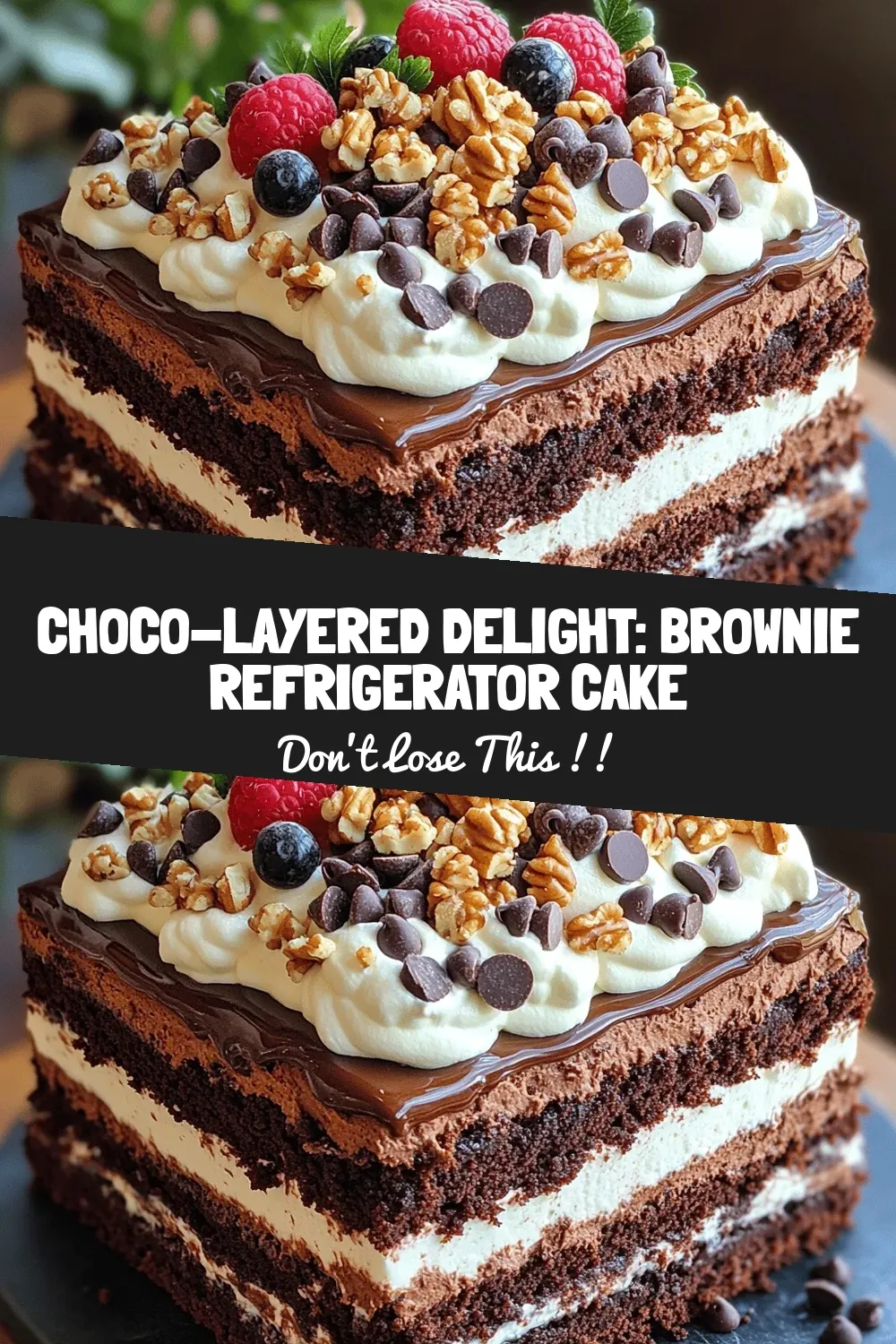Choco-Layered Delight: Brownie Refrigerator Cake