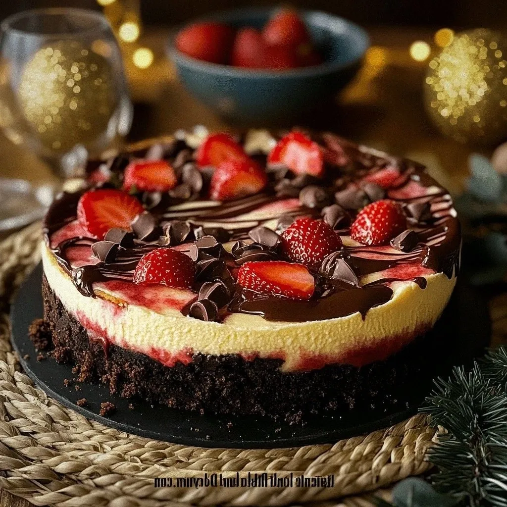 Chocolate Strawberry Swirl Cheesecake
