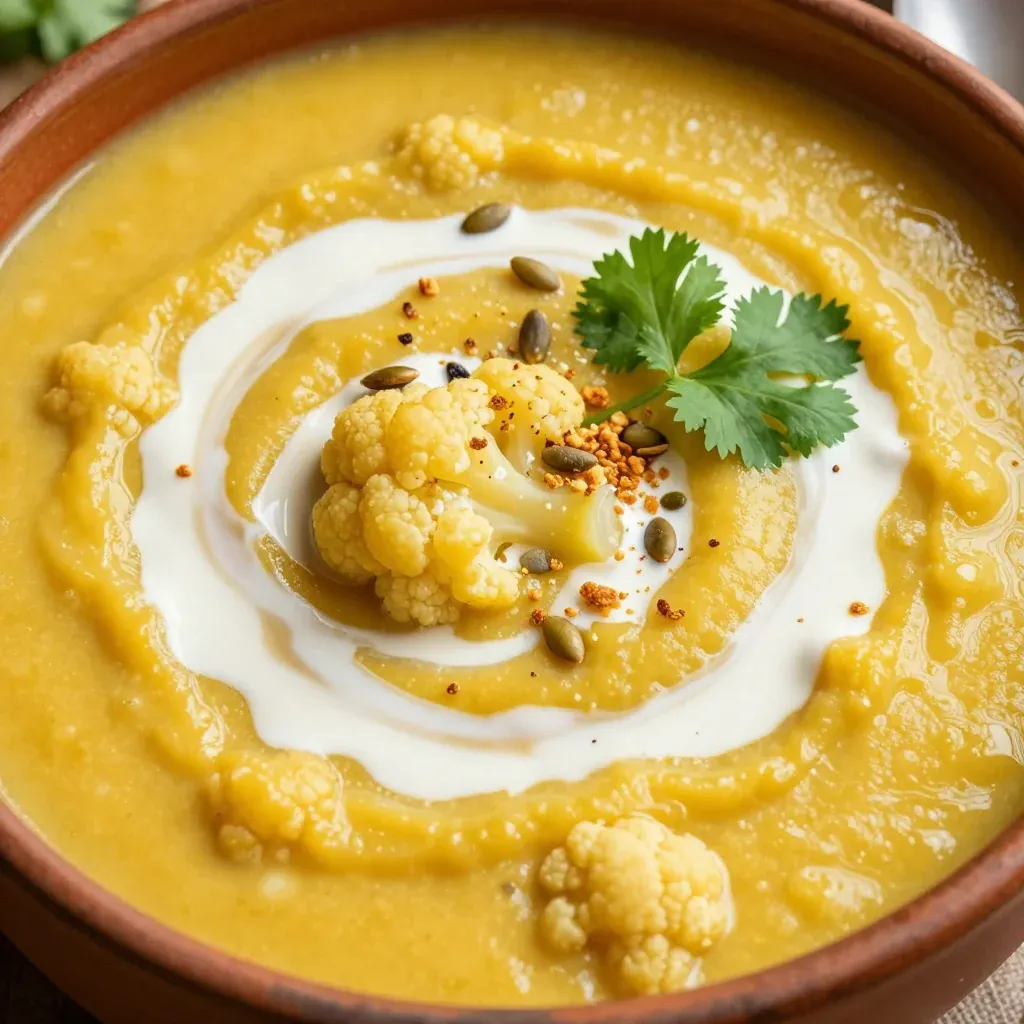 Healthy Creamy Cauliflower Soup With Turmeric