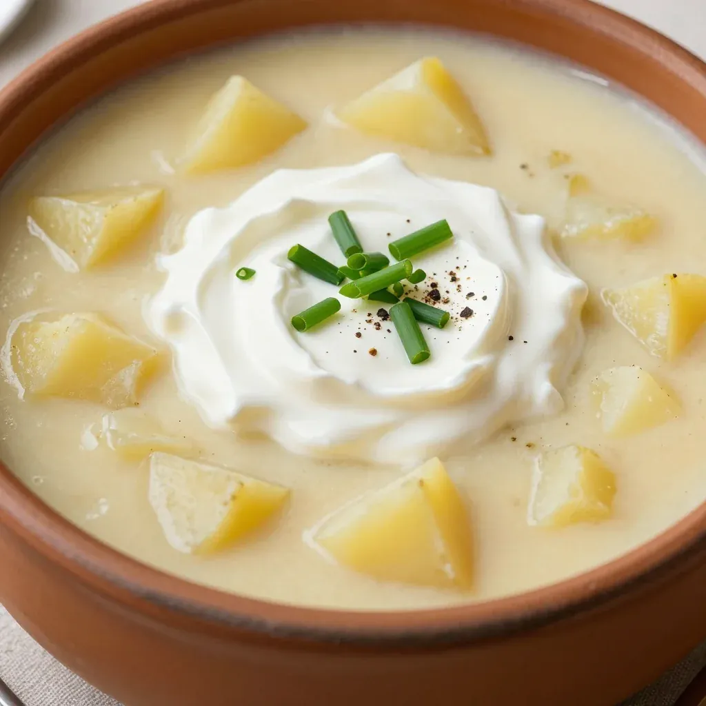 Budget-Friendly Potato Soup with Greek Yogurt Topping