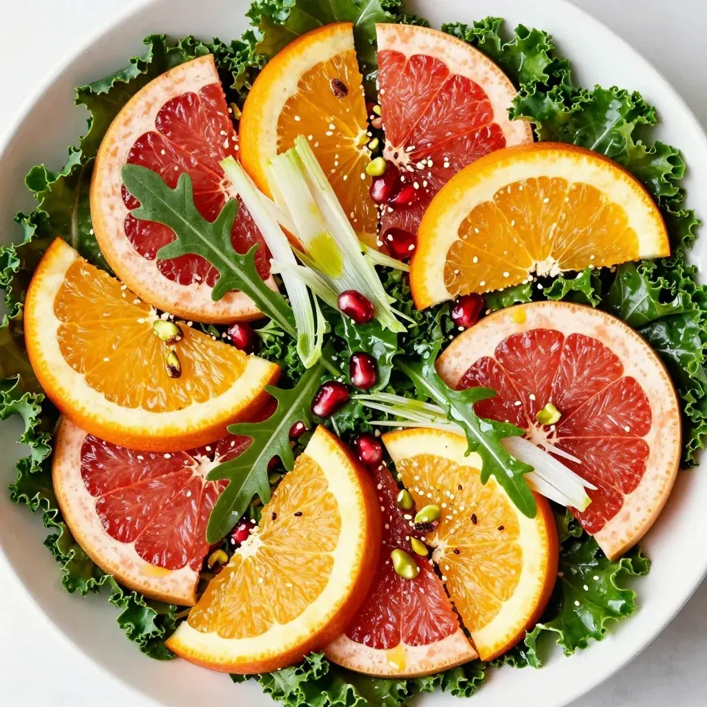 healthy citrus salad with grapefruit oranges and winter greens