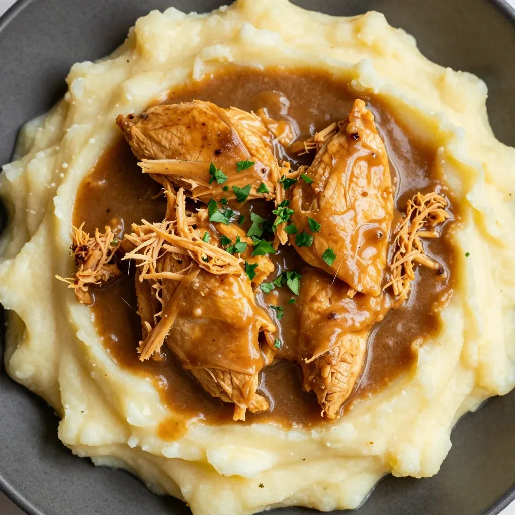 Kid Friendly Chicken And Gravy Over Mashed Potatoes From The Freezer