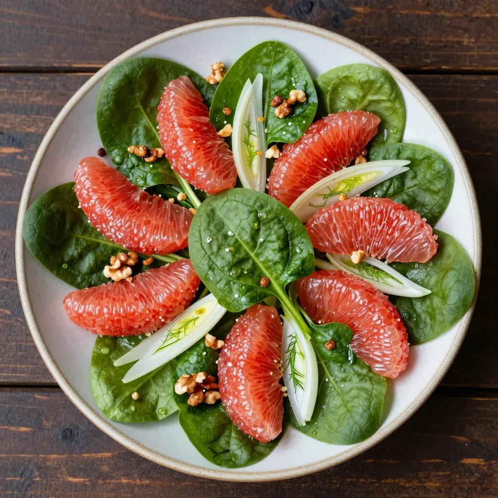 warm spinach and citrus salad with grapefruit for invigorating mornings