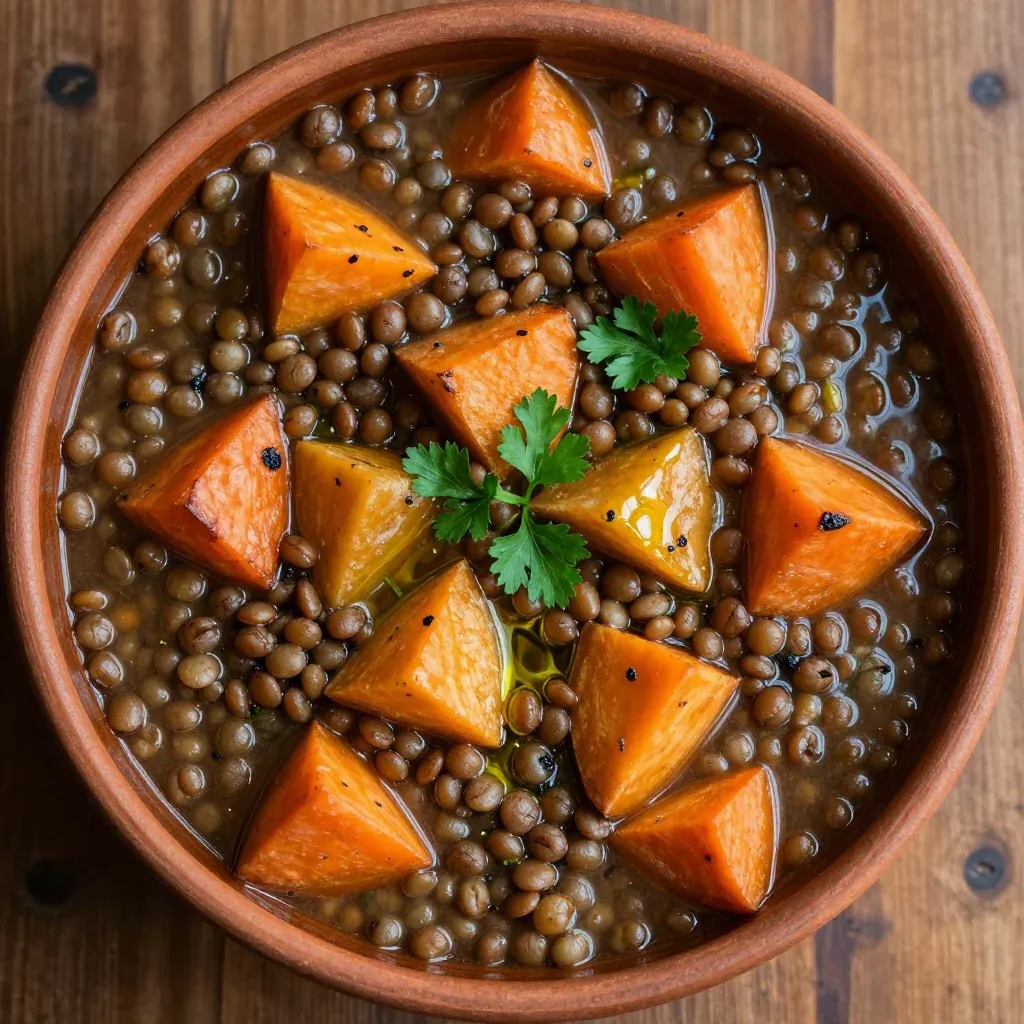 onepot lentil and roasted root vegetable stew for easy budget dinners