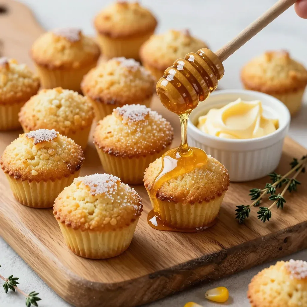 Kid Friendly Mini Cornbread Muffins with Honey Butter