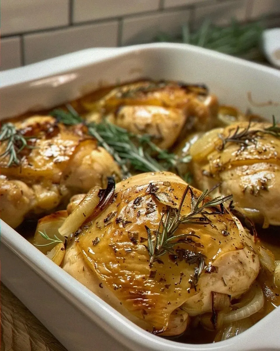 french onion chicken bake with Garlic and Rosemary