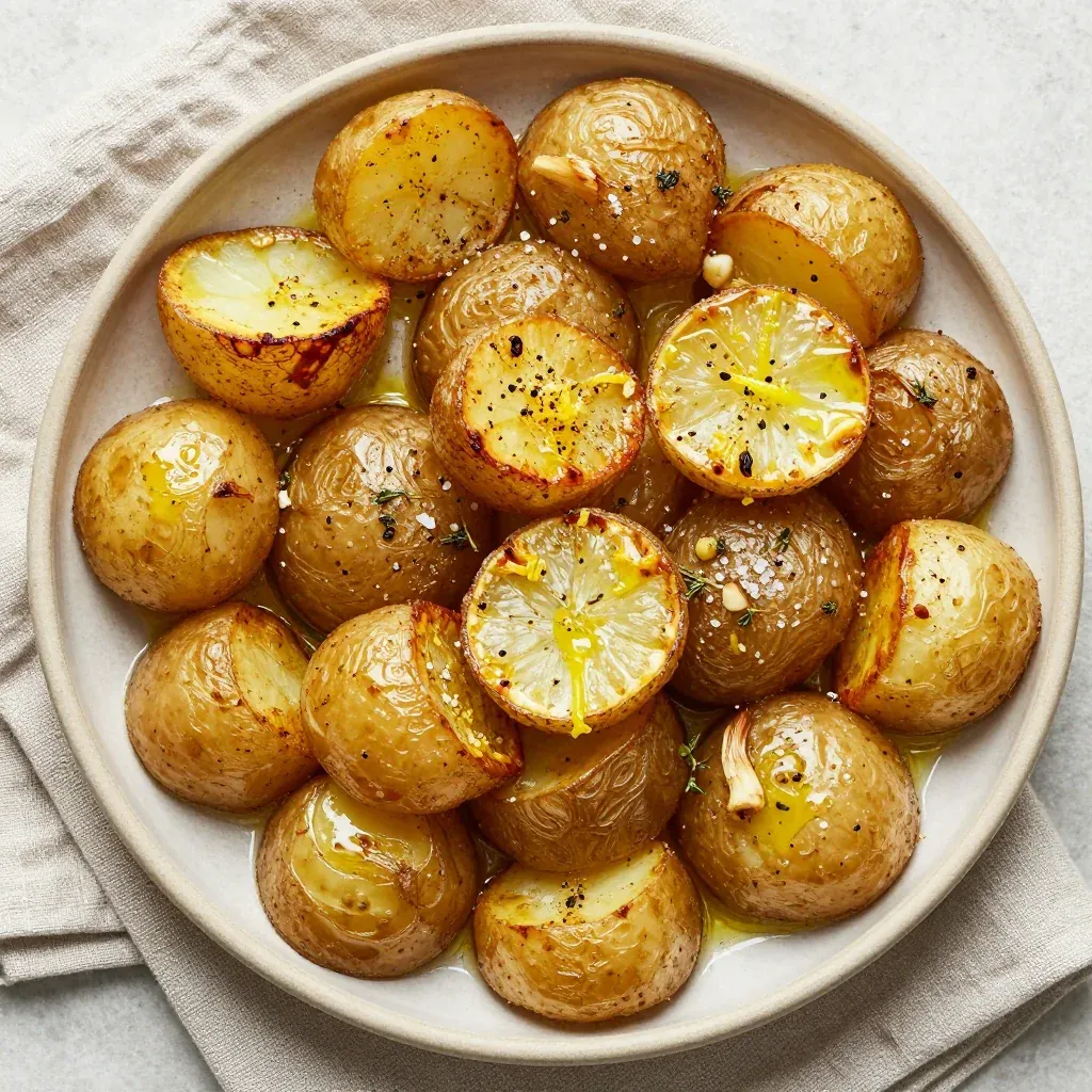 warm lemon and garlic roasted potatoes for january family suppers