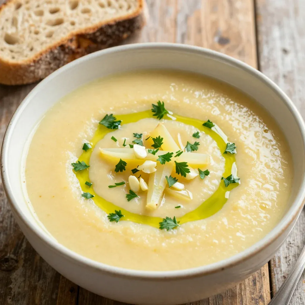 healthy lemonparsnip soup with garlic and herbs for family suppers