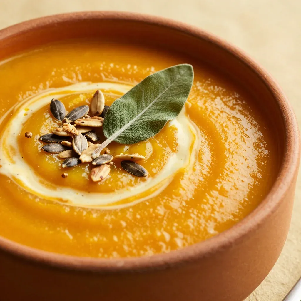 creamy butternut squash and garlic soup for winter meal prep