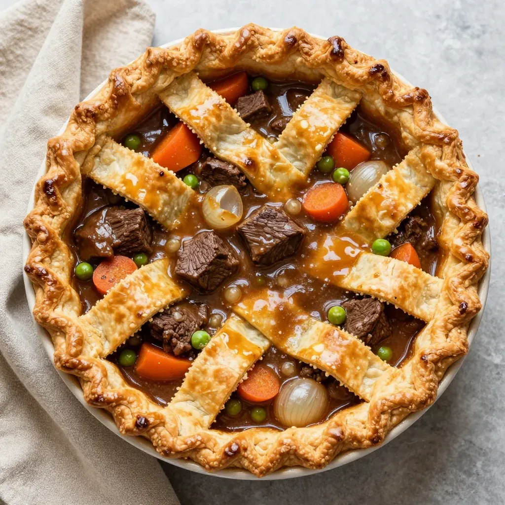 Hearty Beef Pot Pie With Flaky Pie Crust Topping