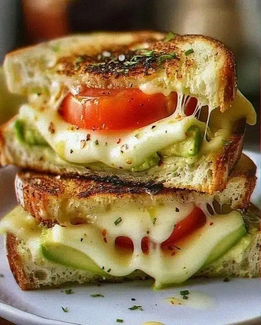 Avocado, Mozzarella, and Tomato Grilled Cheese Recipe