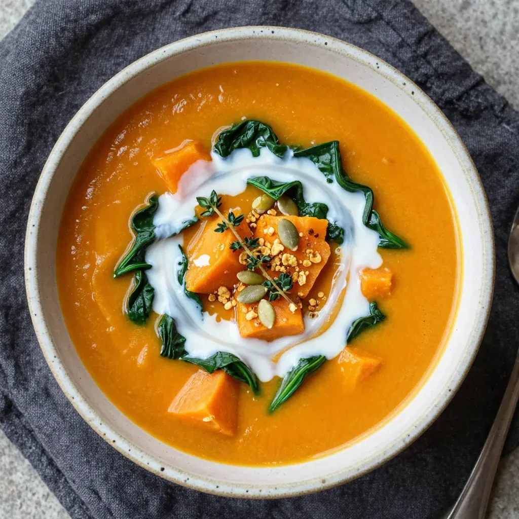 onepot sweet potato and spinach soup for cold winter family dinners
