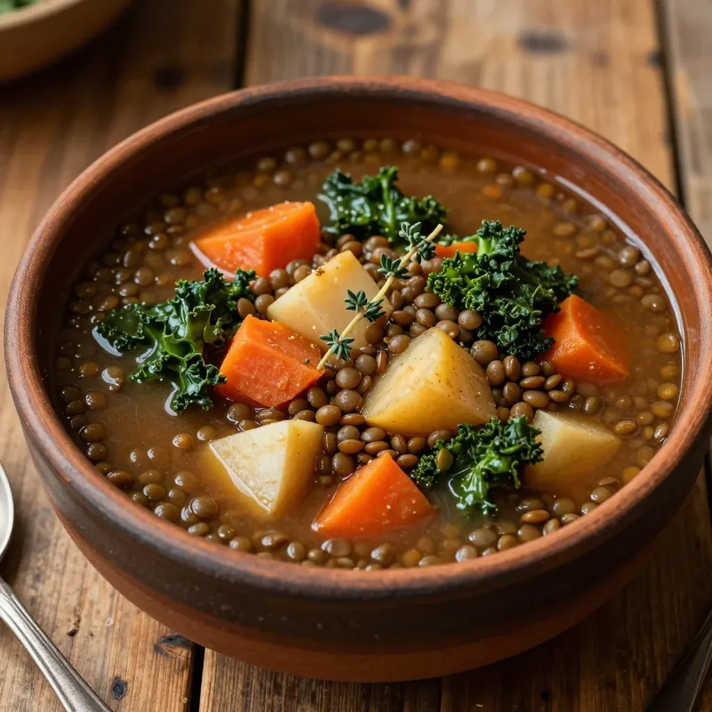 cozy slow cooker lentil and root vegetable soup for january meal prep