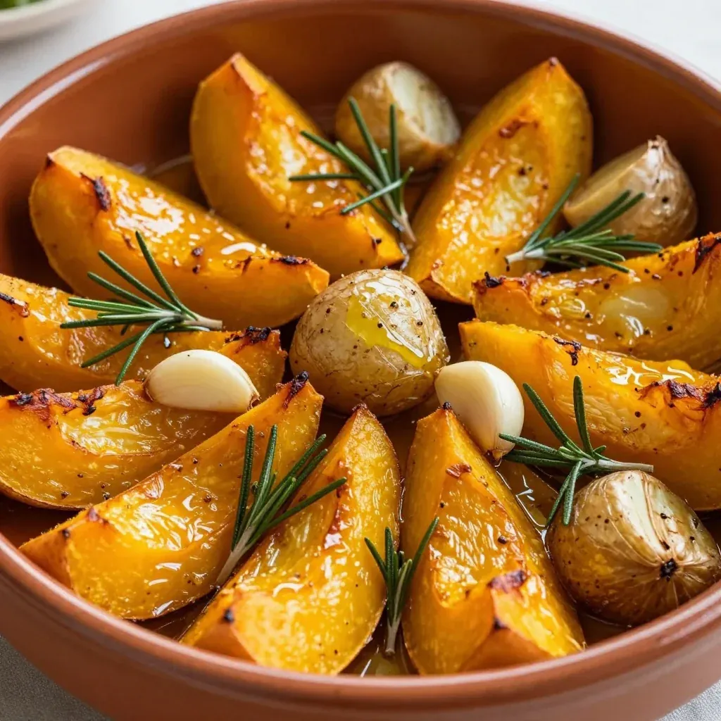 garlic rosemary roasted winter squash and potatoes for budget comfort