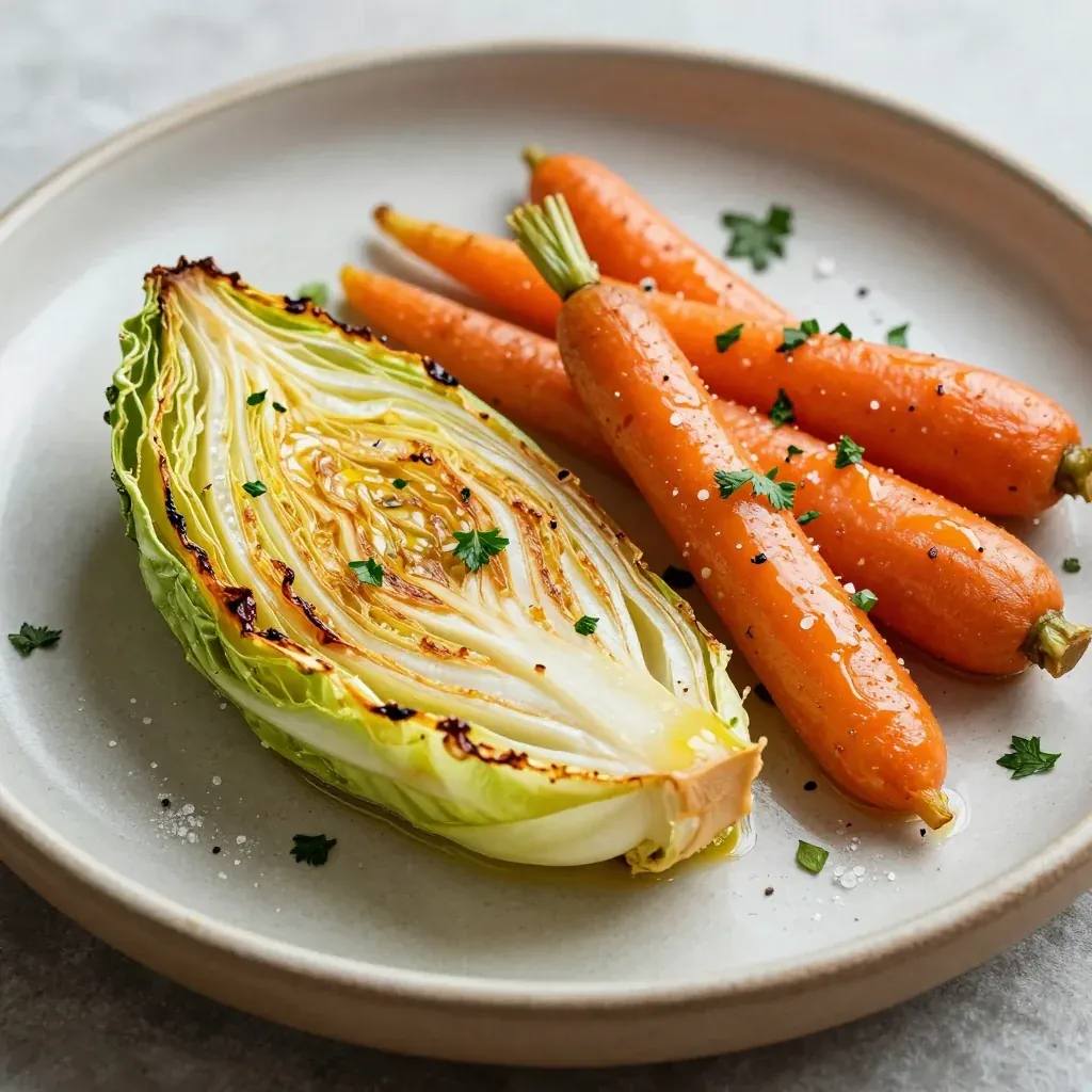 warm lemon garlic roasted cabbage and carrots for light family dinner