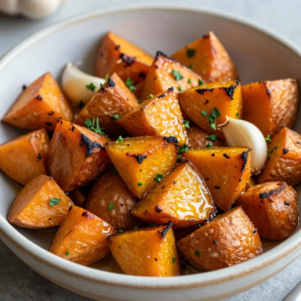 hearty roasted garlic sweet potato and carrot medley for cold days