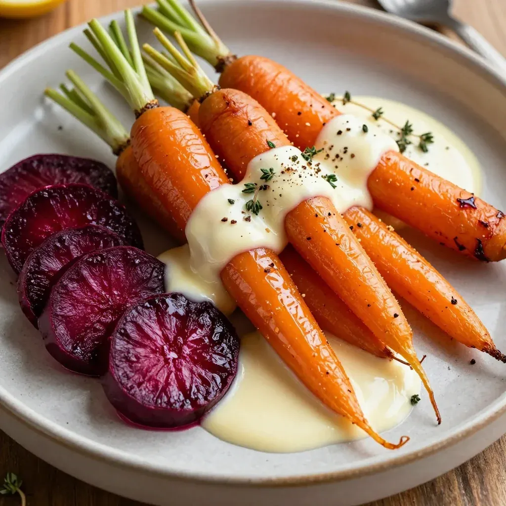 creamy lemon and garlic roasted carrots and beets for light dinners