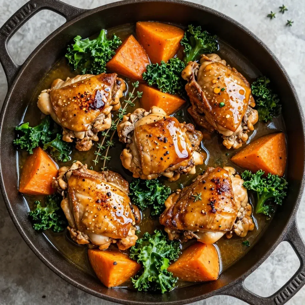 healthy batch cooked chicken and sweet potato stew for family meals