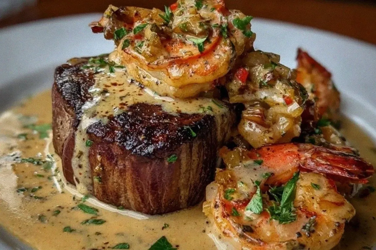 Filet Mignon With Shrimp And Lobster Cream Sauce