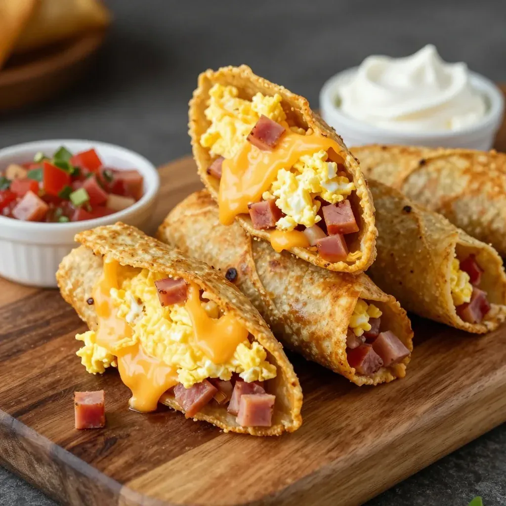 Freezer Friendly Breakfast Taquitos with Ham and Cheddar